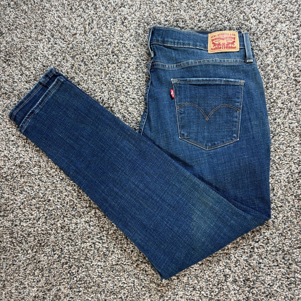 Levi's 311 Shaping Skinny Jeans Women's 33 Distressed Blue Denim Ripped Mid Rise
